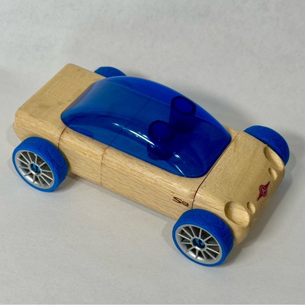 Calello Automoblox Wooden Toy Car 2010 Blue Heirloom Quality